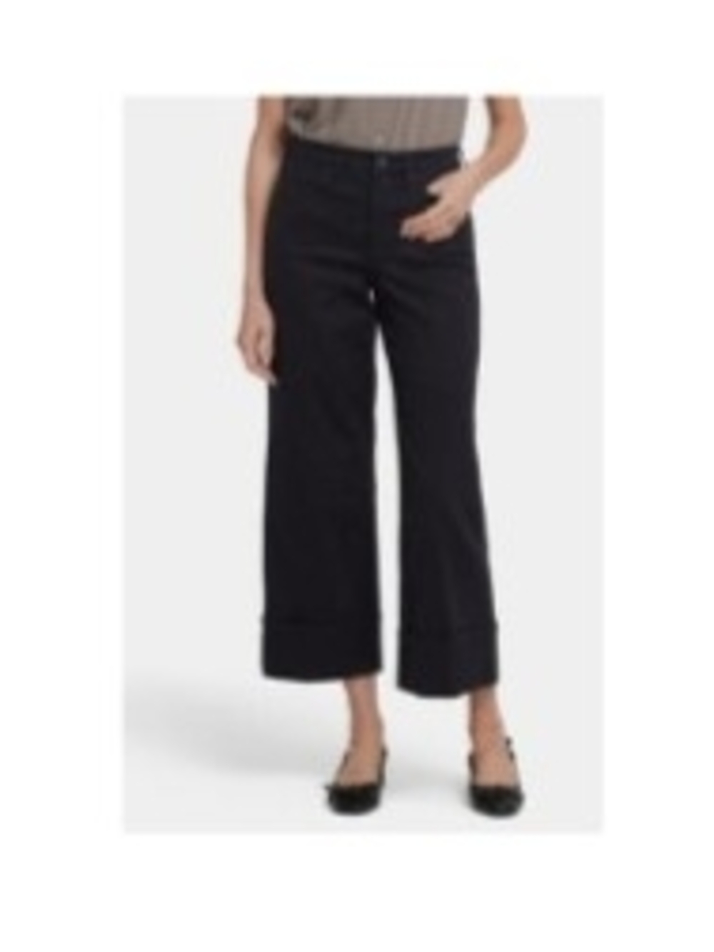 NYDJ Teresa Wide-Leg Black Jeans with Cuffed Hem